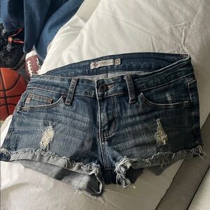 Just USA Women's Ripped Jean Shorts - Dark Blue